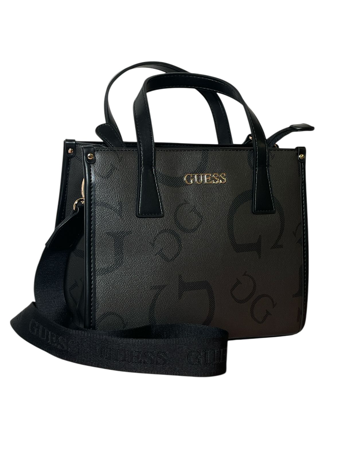 Bolsa GUESS Negra Mediana con Asa Gruesa – Elegancia Urbana y Versatilidad