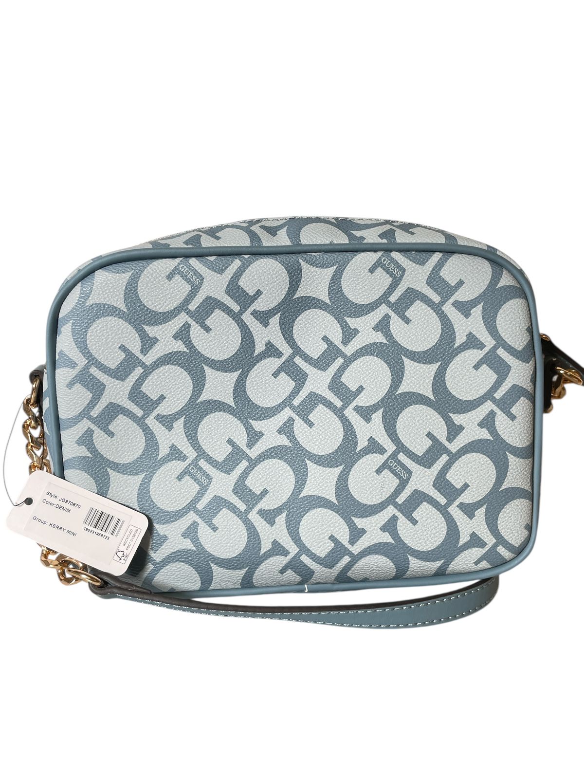 Bolsa GUESS Azul Estilo Camera Bag con Correa de Cadena – Estilo y Funcionalidad